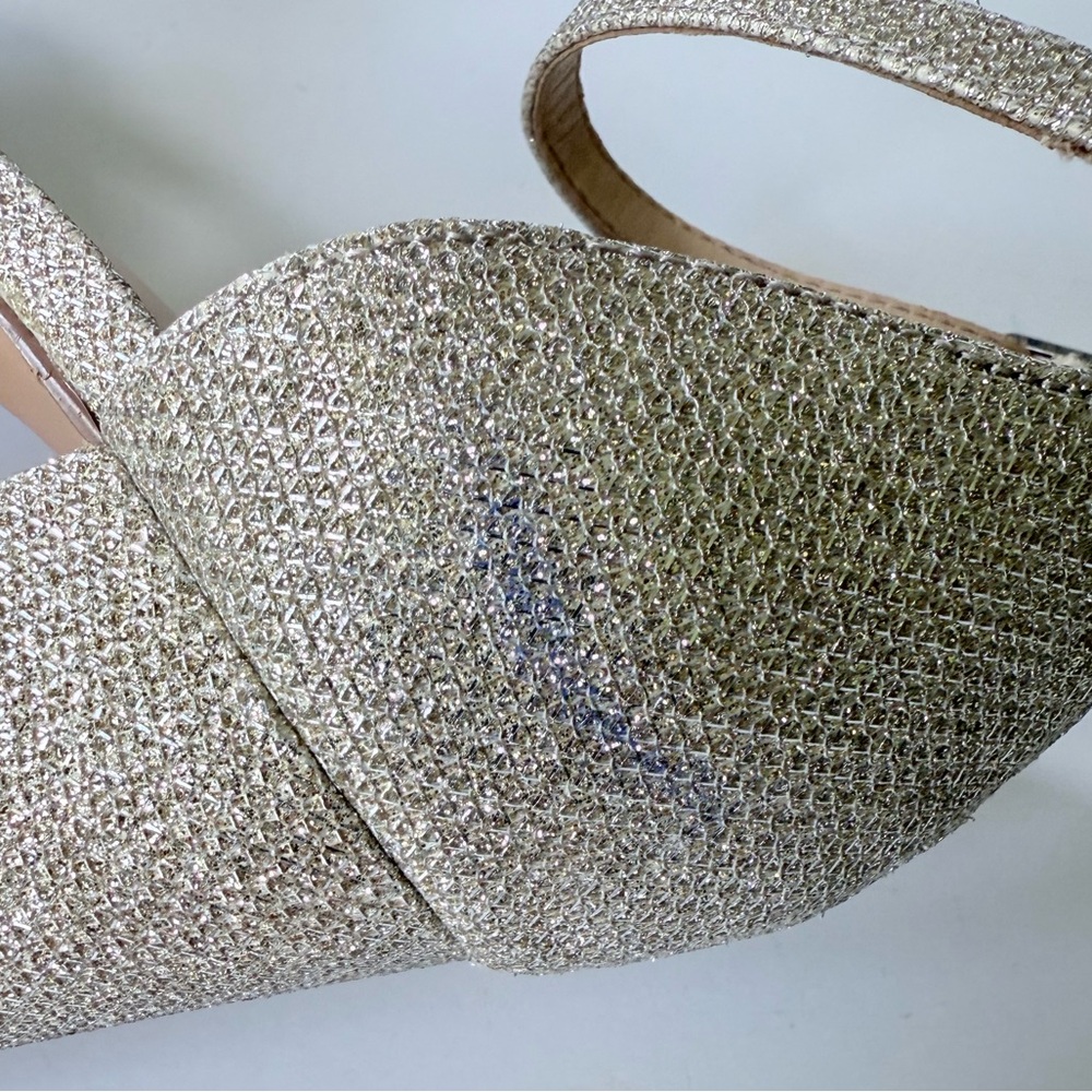 Michael Michael Kors Sascha Silver Glitter High Heel Ankle Strap Sandal 9 - Picture 15 of 15
